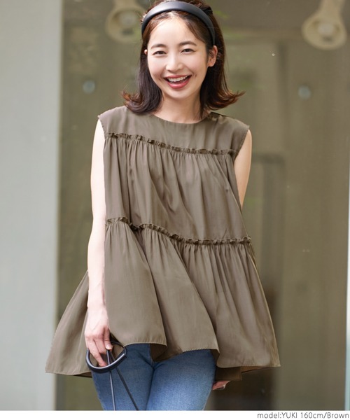 coca（coca）（コカ）の「サテンティアードトップス（シャツ/ブラウス・レディース・ブラック/パープル/ブラウン/マスタード・ONE SIZE）」の13枚目の写真