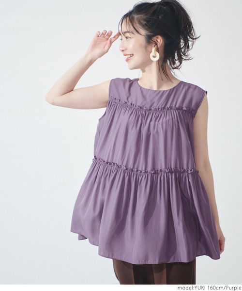 coca（coca）（コカ）の「サテンティアードトップス（シャツ/ブラウス・レディース・ブラック/パープル/ブラウン/マスタード・ONE SIZE）」の19枚目の写真