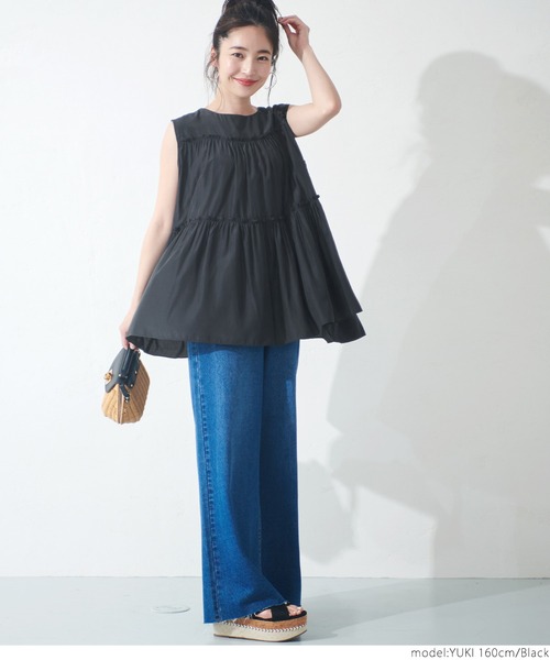 coca（coca）（コカ）の「サテンティアードトップス（シャツ/ブラウス・レディース・ブラック/パープル/ブラウン/マスタード・ONE SIZE）」の8枚目の写真