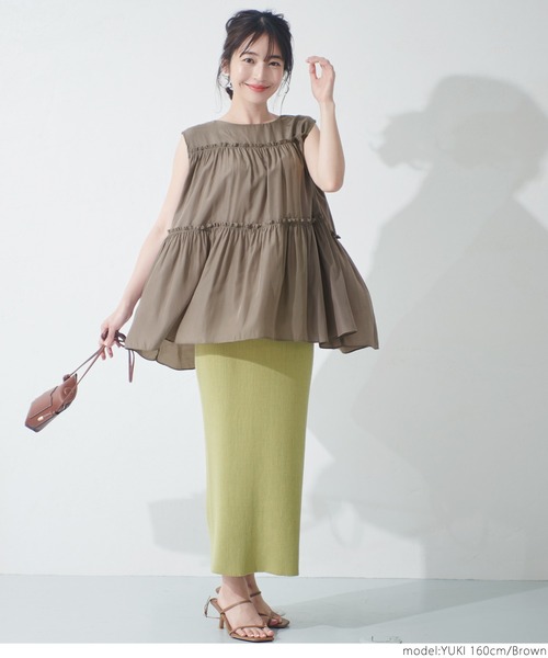 coca（coca）（コカ）の「サテンティアードトップス（シャツ/ブラウス・レディース・ブラック/パープル/ブラウン/マスタード・ONE SIZE）」の10枚目の写真