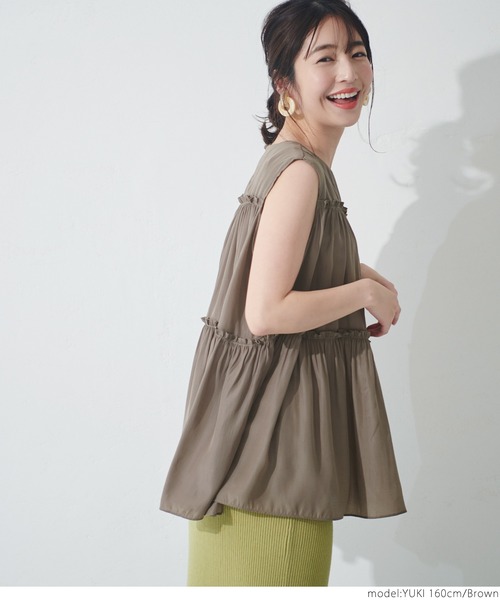 coca（coca）（コカ）の「サテンティアードトップス（シャツ/ブラウス・レディース・ブラック/パープル/ブラウン/マスタード・ONE SIZE）」の11枚目の写真