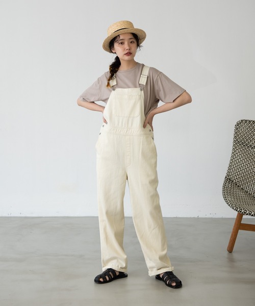 EDIT Gris（エディットグリ）の「デザインポケットサロペット/オーバーオール（サロペット/オーバーオール・レディース・ホワイト/ブラック・FREE）」の4枚目の写真