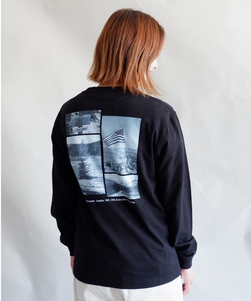 MANASTASH（マナスタッシュ）の「MANASTASH/マナスタッシュ　W's PHOTO L/S TEE 'COLLAGE'　ウィメンズ　フォトロンＴ　コラージュ（Tシャツ/カットソー・レディース・ホワイト/ブラック・MEDIUM）」の4枚目の写真