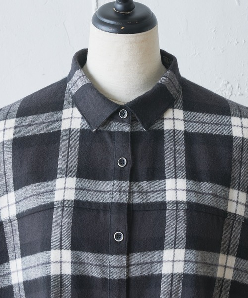 BEARDSLEY（ビアズリー）の「チェックシャツワンピース（シャツワンピース・レディース・ブラック/サンドベージュ・FREE）」の15枚目の写真