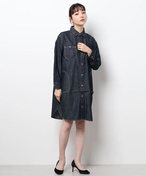 Lee（リー）の「Lee/リー ワークワンピース　ジャケット（シャツワンピース・レディース・ワンウォッシュ/ベージュ/ブラック/インディゴブルー/ブルー系その他/ブルー系その他2・SMALL/MEDIUM）」の10枚目の写真
