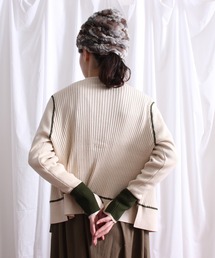 ギリシャコットン/バイカラークルーカーディガン