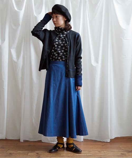 Lene(レネ)の「ギリシャコットン/バイカラークルーカーディガン(ニット/セーター・レディース・ブラック/アイボリー/ブルー・FREE)」の14枚目の写真