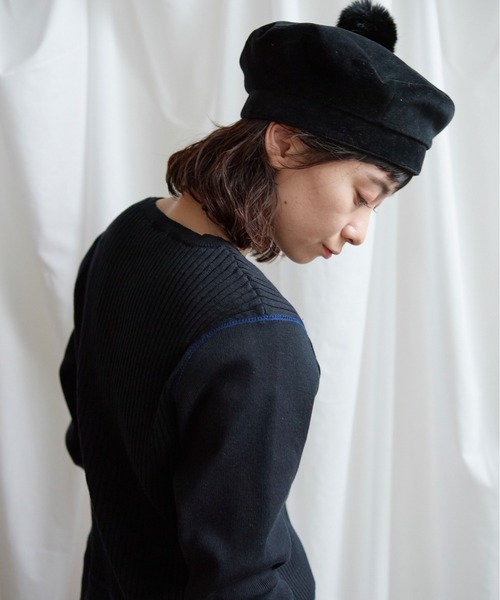 Lene(レネ)の「ギリシャコットン/バイカラークルーカーディガン(ニット/セーター・レディース・ブラック/アイボリー/ブルー・FREE)」の10枚目の写真