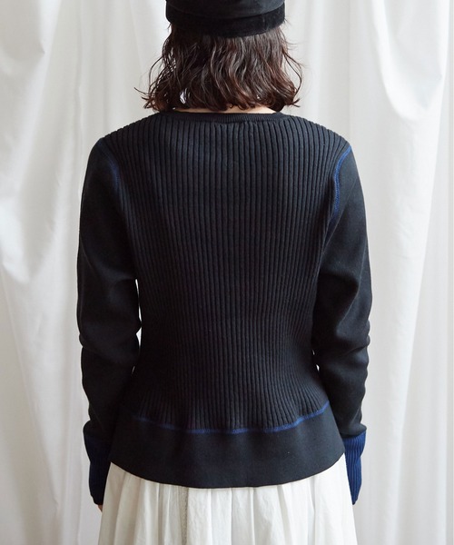 Lene(レネ)の「ギリシャコットン/バイカラークルーカーディガン(ニット/セーター・レディース・ブラック/アイボリー/ブルー・FREE)」の17枚目の写真