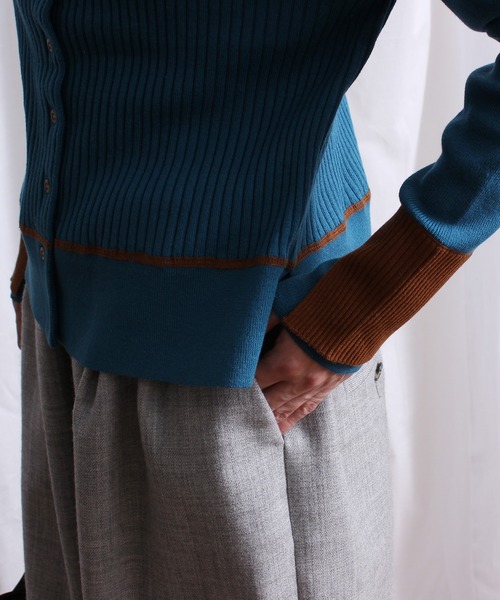 Lene(レネ)の「ギリシャコットン/バイカラークルーカーディガン(ニット/セーター・レディース・ブラック/アイボリー/ブルー・FREE)」の21枚目の写真