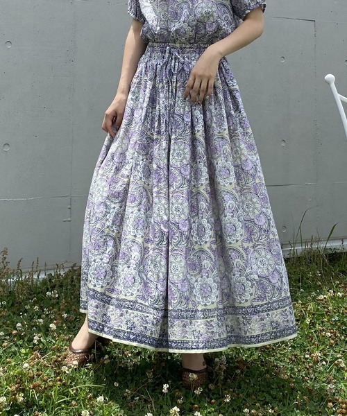 AS KNOW AS PINKY（アズノゥアズピンキー）の「リバーシブルなインドおでかけスカート（スカート・レディース・グリーン系/ネイビー系/ピンク系・FREE）」の2枚目の写真