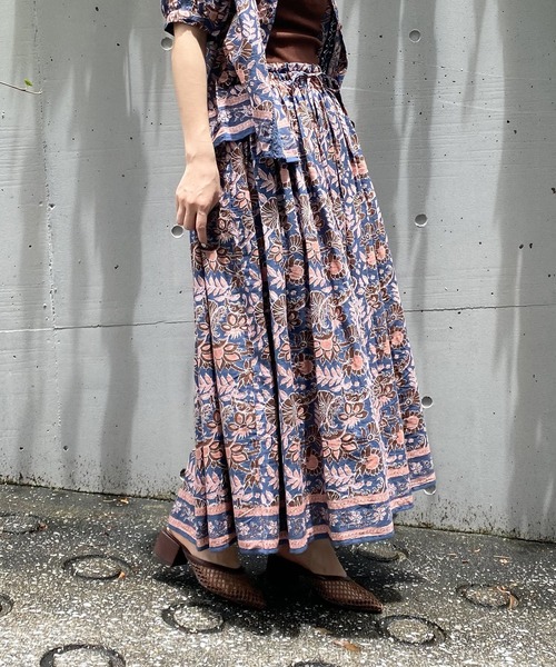 AS KNOW AS PINKY（アズノゥアズピンキー）の「リバーシブルなインドおでかけスカート（スカート・レディース・グリーン系/ネイビー系/ピンク系・FREE）」の3枚目の写真