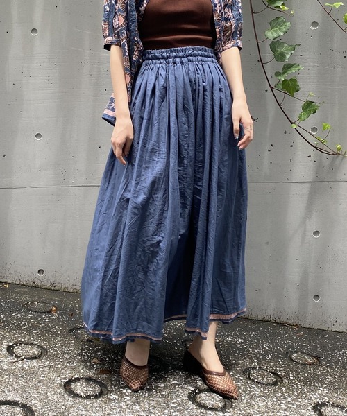 AS KNOW AS PINKY（アズノゥアズピンキー）の「リバーシブルなインドおでかけスカート（スカート・レディース・グリーン系/ネイビー系/ピンク系・FREE）」の8枚目の写真