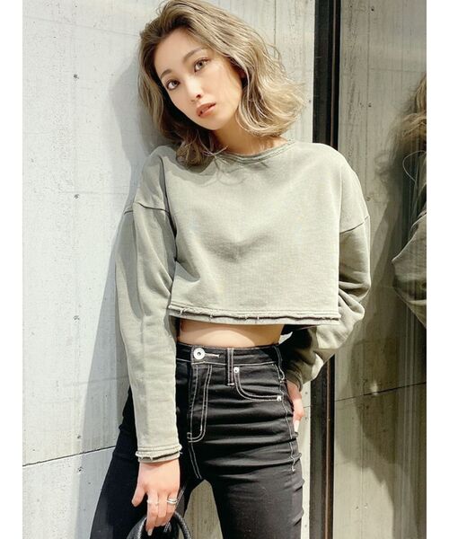 GYDA(ジェイダ)の「PROCESSINGショートスウェットTOPS(スウェット・レディース・カーキ/ピンク/アイボリー・FREE)」の8枚目の写真