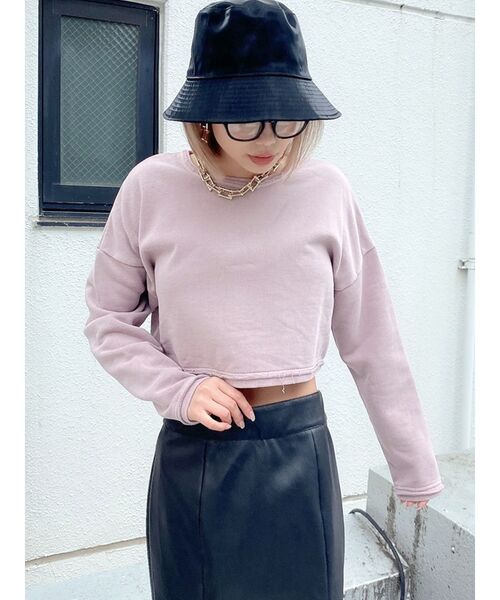 GYDA(ジェイダ)の「PROCESSINGショートスウェットTOPS(スウェット・レディース・カーキ/ピンク/アイボリー・FREE)」の7枚目の写真