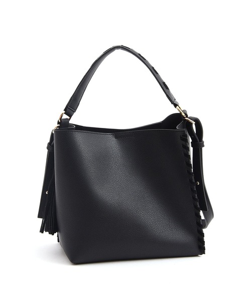 COOCO（クーコ）の「かがりデザインフェイクレザー２ＷＡＹショルダーバッグ（ショルダーバッグ・レディース・ブラック/ベージュ/グリーン・9）」の11枚目の写真