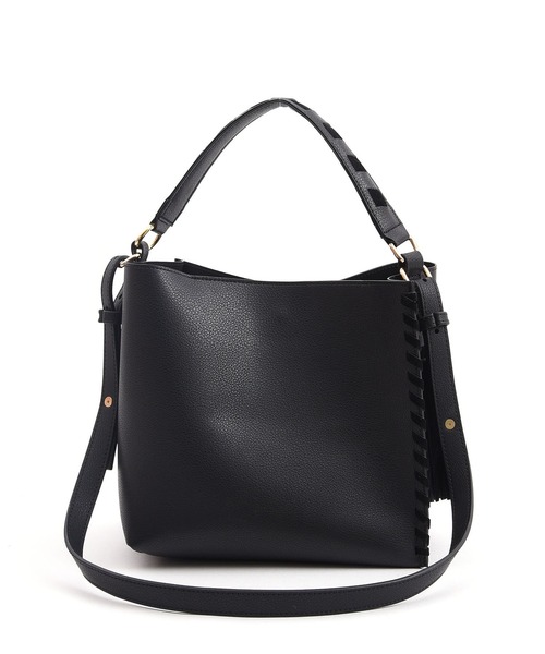 COOCO（クーコ）の「かがりデザインフェイクレザー２ＷＡＹショルダーバッグ（ショルダーバッグ・レディース・ブラック/ベージュ/グリーン・9）」の5枚目の写真