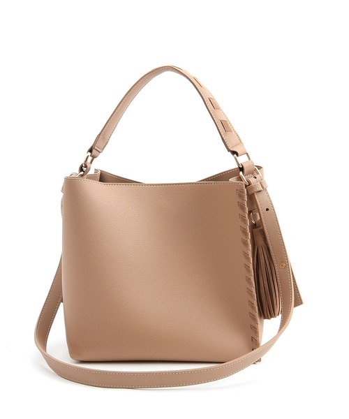 COOCO（クーコ）の「かがりデザインフェイクレザー２ＷＡＹショルダーバッグ（ショルダーバッグ・レディース・ブラック/ベージュ/グリーン・9）」の12枚目の写真