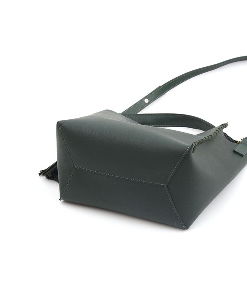 COOCO（クーコ）の「かがりデザインフェイクレザー２ＷＡＹショルダーバッグ（ショルダーバッグ・レディース・ブラック/ベージュ/グリーン・9）」の21枚目の写真