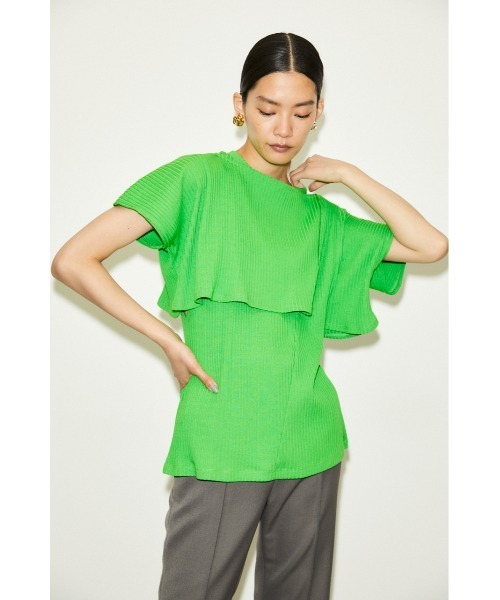 THROW by SLY(スローバイスライ)の「THROW LAYERED DESIGN TOPS レイヤードデザイン トップス(Tシャツ/カットソー・レディース・ホワイト/ブラック/グリーン・FREE)」の3枚目の写真