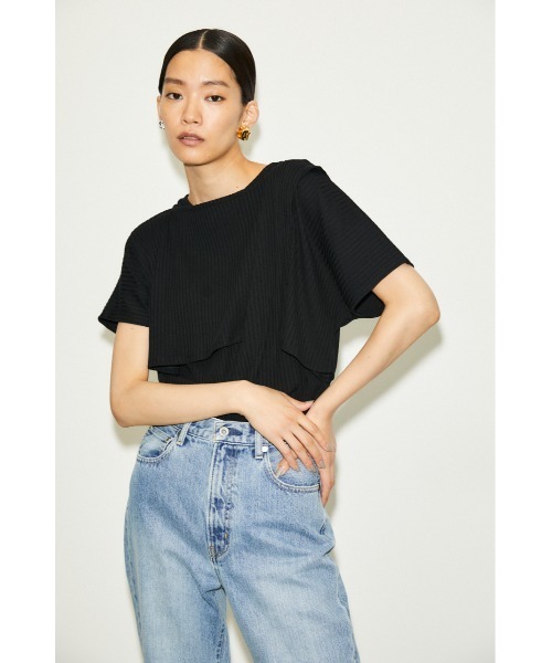THROW by SLY(スローバイスライ)の「THROW LAYERED DESIGN TOPS レイヤードデザイン トップス(Tシャツ/カットソー・レディース・ホワイト/ブラック/グリーン・FREE)」の2枚目の写真