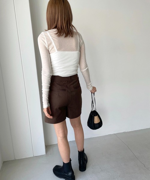 CANAL JEAN（キャナルジーン）の「via j(ヴィアジェイ) テンセルウールシアーロングTシャツ（Tシャツ/カットソー・レディース・ホワイト/ブラック/グレイッシュベージュ/ブラウン/ラベンダー・ONE SIZE）」の7枚目の写真