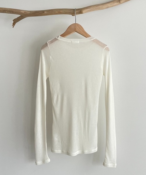 CANAL JEAN（キャナルジーン）の「via j(ヴィアジェイ) テンセルウールシアーロングTシャツ（Tシャツ/カットソー・レディース・ホワイト/ブラック/グレイッシュベージュ/ブラウン/ラベンダー・ONE SIZE）」の16枚目の写真