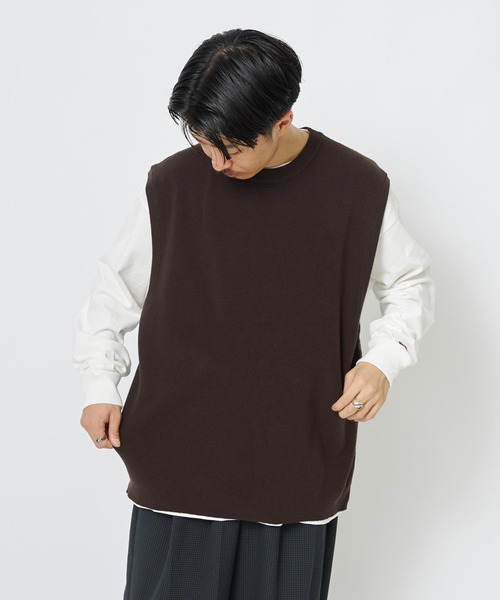 CIAOPANIC(チャオパニック)の「強撚コットンニットベスト(ニット/セーター・メンズ・ブラック/ブラウン/ボルドー・MEDIUM/LARGE)」の2枚目の写真
