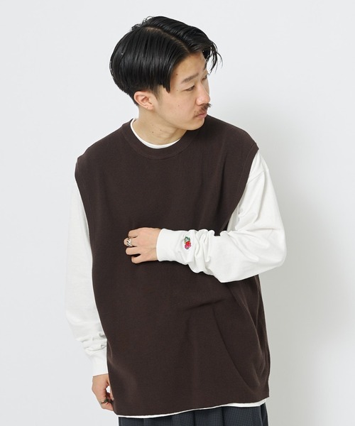 CIAOPANIC(チャオパニック)の「強撚コットンニットベスト(ニット/セーター・メンズ・ブラック/ブラウン/ボルドー・MEDIUM/LARGE)」の13枚目の写真