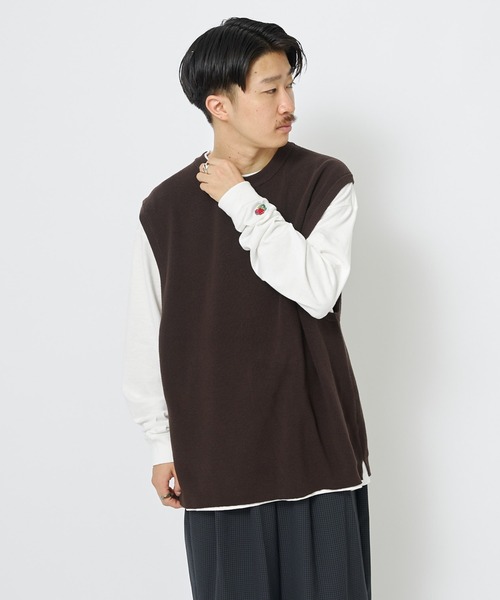 CIAOPANIC(チャオパニック)の「強撚コットンニットベスト(ニット/セーター・メンズ・ブラック/ブラウン/ボルドー・MEDIUM/LARGE)」の14枚目の写真