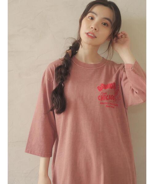 Green　Parks（グリーンパークス）の「■RUSSELL ATHLETIC プリントロンT＊（Tシャツ/カットソー・レディース・チャコールグレー/ピンク/アイボリー/ラベンダー・FREE）」の5枚目の写真