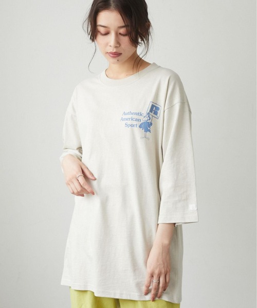 Green　Parks（グリーンパークス）の「■RUSSELL ATHLETIC プリントロンT＊（Tシャツ/カットソー・レディース・チャコールグレー/ピンク/アイボリー/ラベンダー・FREE）」の2枚目の写真