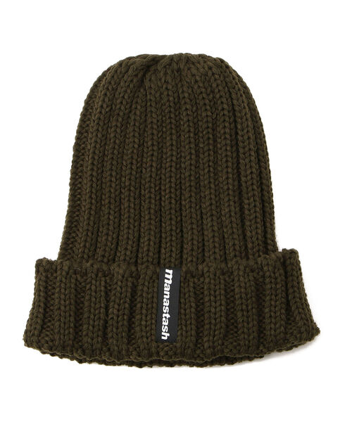 MANASTASH（マナスタッシュ）の「MANASTASH/マナスタッシュ　90's LOGO BEANIE Ⅱ ロゴビーニー/ニットキャップ（ニットキャップ/ビーニー・メンズ・ライトベージュ/タン/ゴールド/ライトブルーグレー/ボルドー/ブラック/ダークオリーブ/インディゴブルー・FREE）」の5枚目の写真