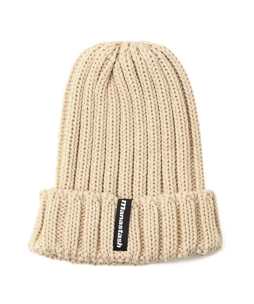 MANASTASH（マナスタッシュ）の「MANASTASH/マナスタッシュ　90's LOGO BEANIE Ⅱ ロゴビーニー/ニットキャップ（ニットキャップ/ビーニー・メンズ・ライトベージュ/タン/ゴールド/ライトブルーグレー/ボルドー/ブラック/ダークオリーブ/インディゴブルー・FREE）」の4枚目の写真
