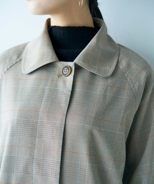 haco!（ハコ）の「カジュアルコーデも一気に大人っぽに変身させてくれる！魔法みたいにかっこいいチェックのステンカラーコート by que made me（ステンカラーコート・レディース・ブラウン系その他・SMALL/MEDIUM/LARGE/X-LARGE）」の11枚目の写真