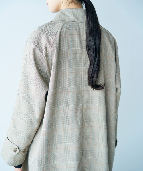 haco!（ハコ）の「カジュアルコーデも一気に大人っぽに変身させてくれる！魔法みたいにかっこいいチェックのステンカラーコート by que made me（ステンカラーコート・レディース・ブラウン系その他・SMALL/MEDIUM/LARGE/X-LARGE）」の8枚目の写真