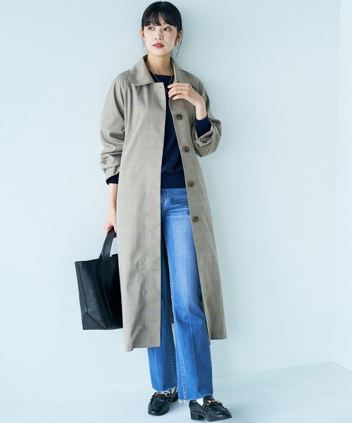 haco!（ハコ）の「カジュアルコーデも一気に大人っぽに変身させてくれる！魔法みたいにかっこいいチェックのステンカラーコート by que made me（ステンカラーコート・レディース・ブラウン系その他・SMALL/MEDIUM/LARGE/X-LARGE）」の18枚目の写真