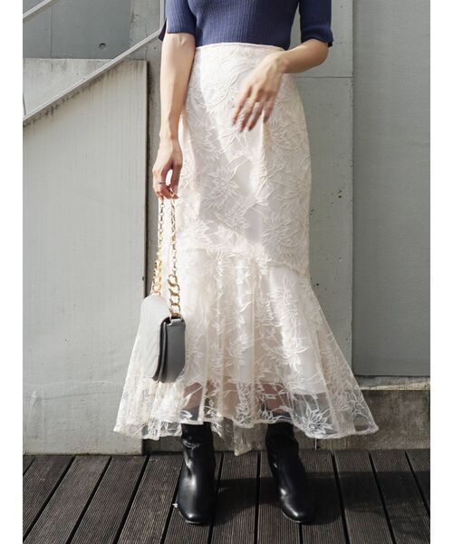 MERCURYDUO（マーキュリーデュオ）の「レースイレヘムマーメイドスカート（スカート・レディース・アイボリー/ブルー/ブラウン・SMALL/MEDIUM）」の7枚目の写真