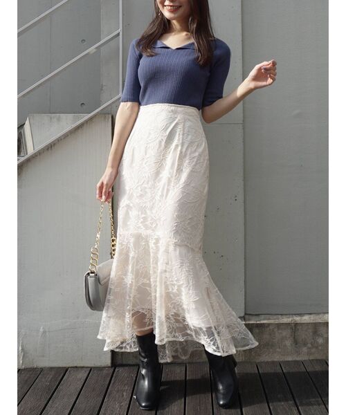 MERCURYDUO（マーキュリーデュオ）の「レースイレヘムマーメイドスカート（スカート・レディース・アイボリー/ブルー/ブラウン・SMALL/MEDIUM）」の13枚目の写真