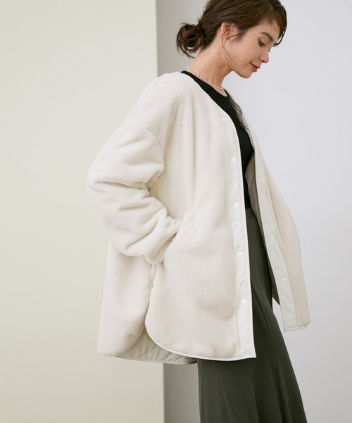 ROPE(ロペ) ファーリバーシブルキルティングブルゾン レディース JPN：38 【中古】【ブランド古着バズストア】 ROPE'（ロペ）の「ファーリバーシブルキルティングブルゾン（ブルゾン