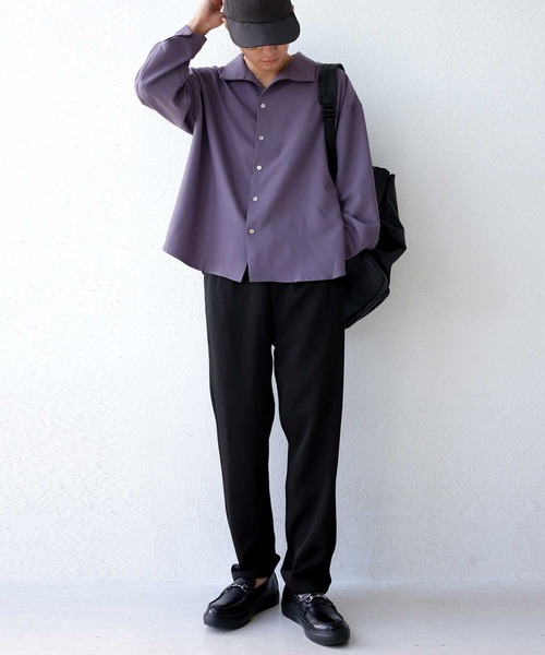 antiqua(アンティカ)の「とろみ生地テーパードパンツ(その他パンツ・メンズ・ネイビー/ブラック・FREE)」の5枚目の写真