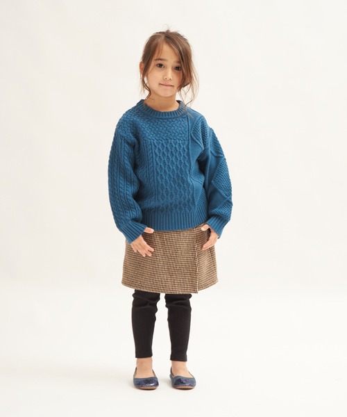 RUGGEDWORKS（ラゲッドワークス）の「パッチワークケーブルニット（ニット/セーター・キッズ・オレンジ/ブルー・90/100/110/120/130/140/150）」の4枚目の写真