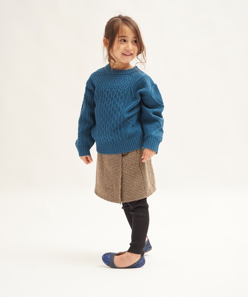 RUGGEDWORKS（ラゲッドワークス）の「パッチワークケーブルニット（ニット/セーター・キッズ・オレンジ/ブルー・90/100/110/120/130/140/150）」の5枚目の写真