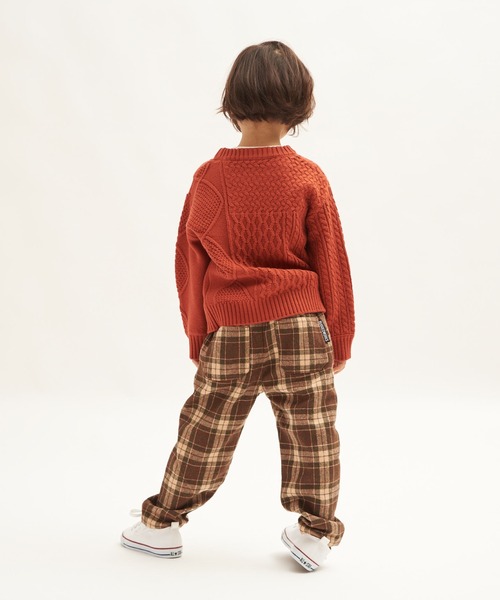 RUGGEDWORKS（ラゲッドワークス）の「パッチワークケーブルニット（ニット/セーター・キッズ・オレンジ/ブルー・90/100/110/120/130/140/150）」の9枚目の写真