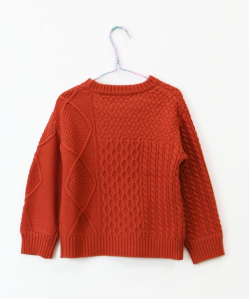 RUGGEDWORKS（ラゲッドワークス）の「パッチワークケーブルニット（ニット/セーター・キッズ・オレンジ/ブルー・90/100/110/120/130/140/150）」の13枚目の写真