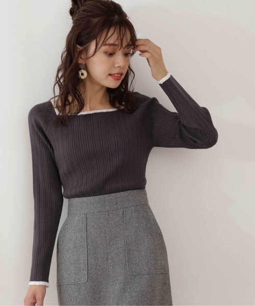 PROPORTION BODY DRESSING(プロポーションボディドレッシング)の「バイカラーランダムリブ / 1211270114(ニット/セーター・レディース・グレー/ダークグレー/ブルー・SMALL/MEDIUM)」の2枚目の写真