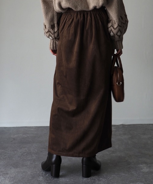 Riberry（リベリー）の「前スリットコーデュロイスカート（スカート・レディース・グレー/チャコールグレー/ブラウン/ワイン・MEDIUM）」の16枚目の写真
