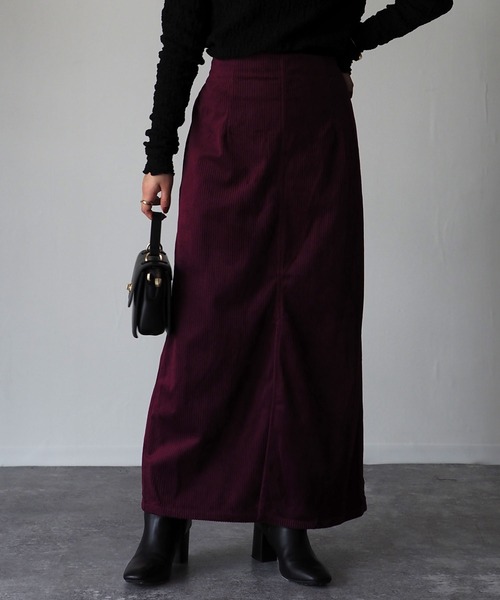 Riberry（リベリー）の「前スリットコーデュロイスカート（スカート・レディース・グレー/チャコールグレー/ブラウン/ワイン・MEDIUM）」の5枚目の写真