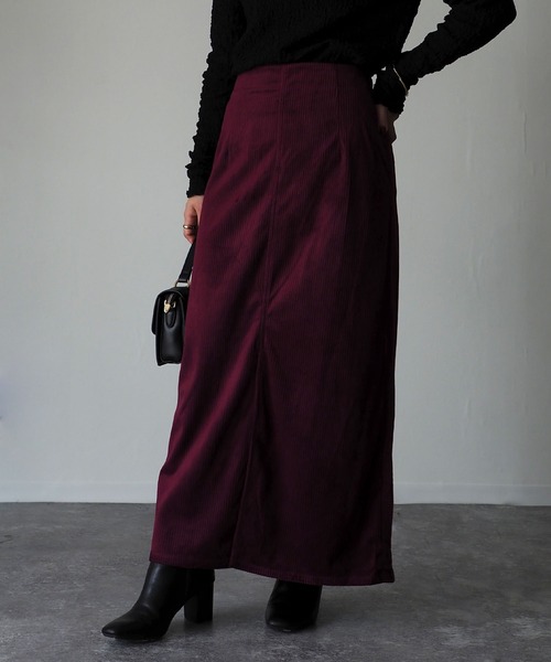 Riberry（リベリー）の「前スリットコーデュロイスカート（スカート・レディース・グレー/チャコールグレー/ブラウン/ワイン・MEDIUM）」の8枚目の写真