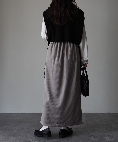 Riberry（リベリー）の「前スリットコーデュロイスカート（スカート・レディース・グレー/チャコールグレー/ブラウン/ワイン・MEDIUM）」の6枚目の写真